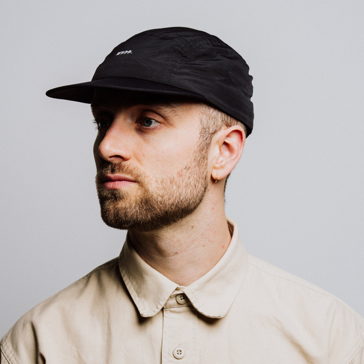 5-panel GARAKUTA cap in black with japanese logo, FACELESS collection